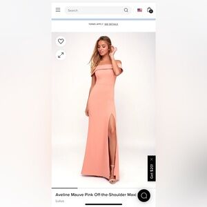Lulu’s Aveline Mauve Pink Off-the-Shoulder Maxi Dress, S